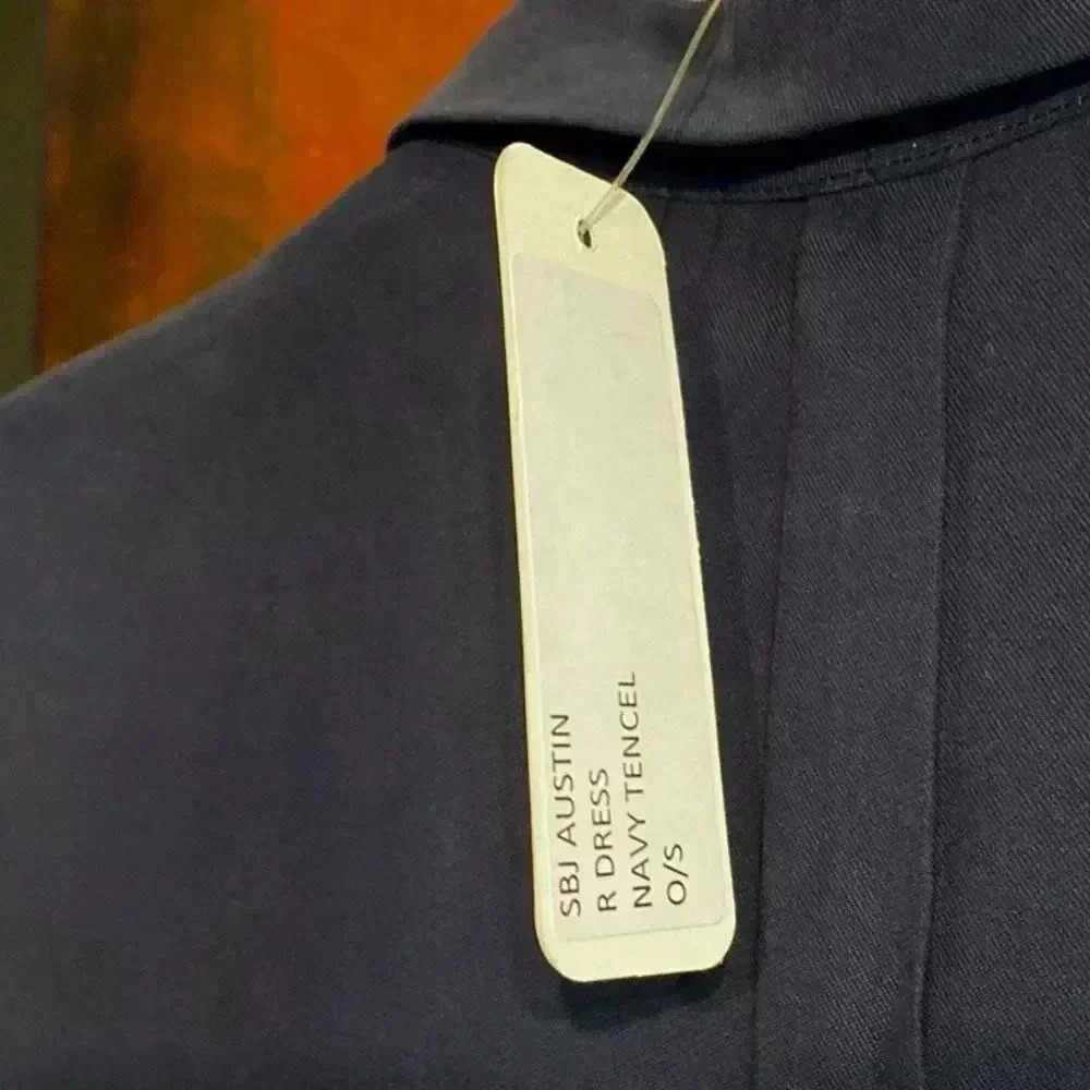 New SBJ Austin Navy Blue Midi Shirtdress Size Large Cottagecore Prairie Coastal - Picture 13 of 15